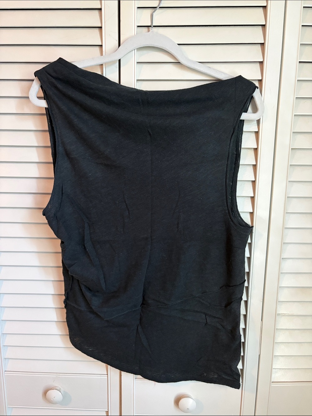 Free People Large Black Dark Gray Asymmetrical Sleeveless Top We The Free